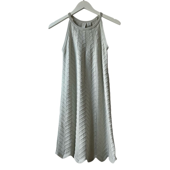 NWT Joie Ivory Shevron Knitted Metallic High Neck Dress Sz XS Festive Holidays - Picture 1 of 14